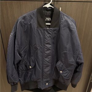 Zara Navy Blue Bomber Jacket